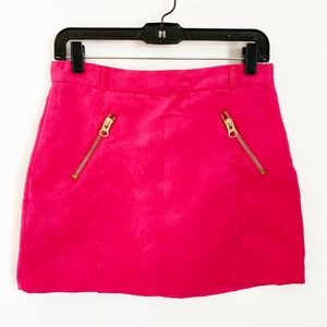 Pink Suede Mini Skirt